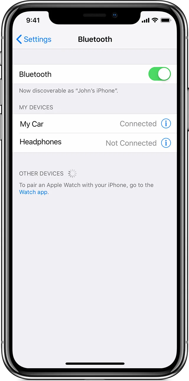 phone Bluetooth settings