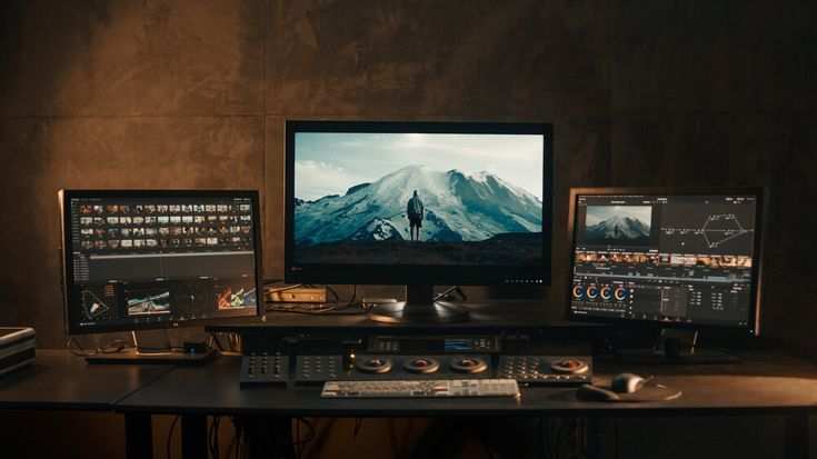 professional color grading studio monitor setup