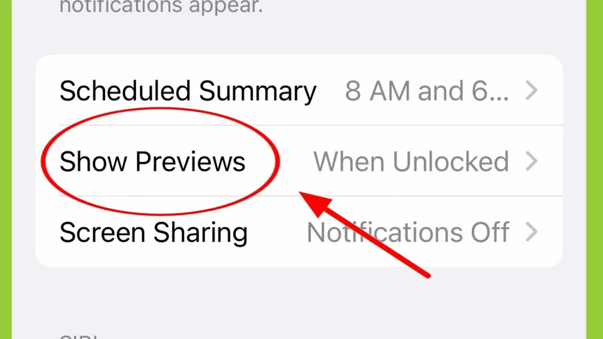 Show Previews setting iPhone