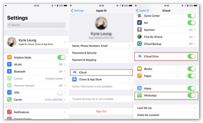 WhatsApp iPhone chat backup timestamp