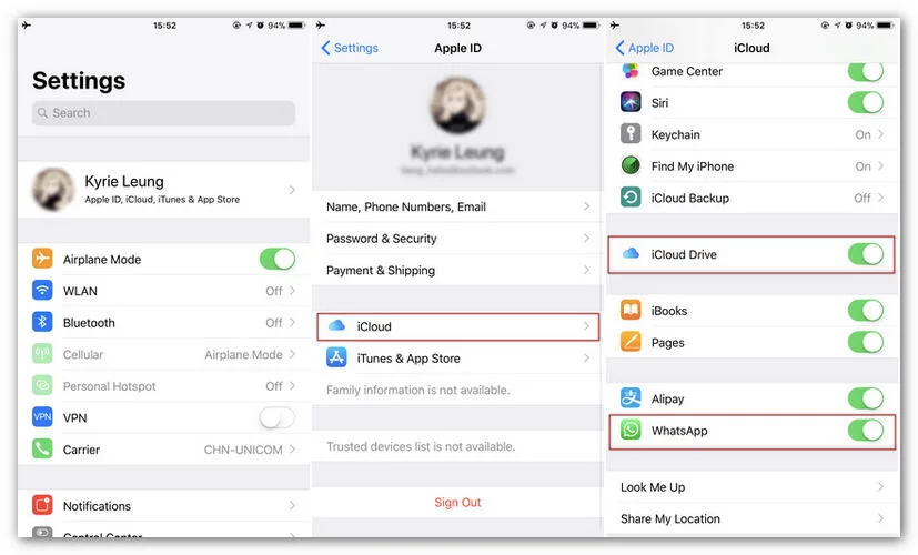 WhatsApp iPhone chat backup timestamp