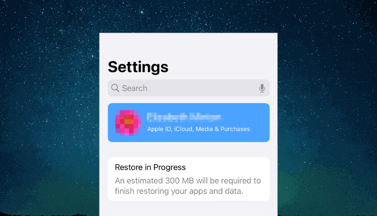 iPhone restore progress bar